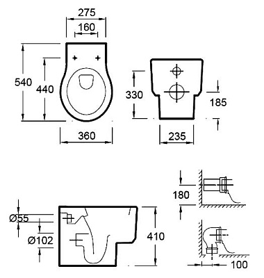 Унитаз приставной Jacob Delafon Formilia Viragio E4772