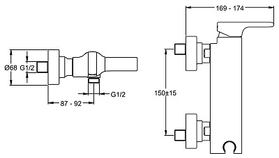 Смеситель Jacob Delafon Singulier E10869-CP для душа