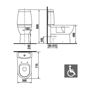 Чаша для унитаза-компакта Jika Mio 2471.6 высокий