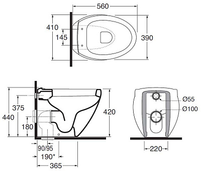 Унитаз приставной Azzurra Clas CLA100B1/P