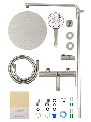 Душевая система WONZON & WOGHAND STICK, Брашированный никель WW-88739017-BN