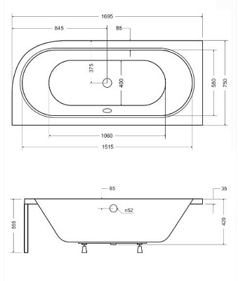 Акриловая ванна BESCO Avita 170 L