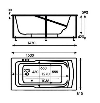 Акриловая ванна VAGNERPLAST Ultra 150x82