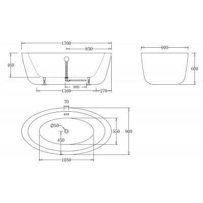 Акриловая ванна BELBAGNO 170x90