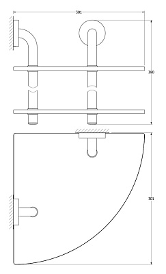 Полка Ellux Elegance ELE 053 2-х ярусная угловая, 30 см