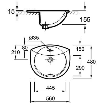 Раковина Jacob Delafon Odeon E1061