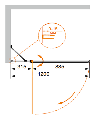 Шторка для ванны Cezares Eco O V 11 120/140 C Cr