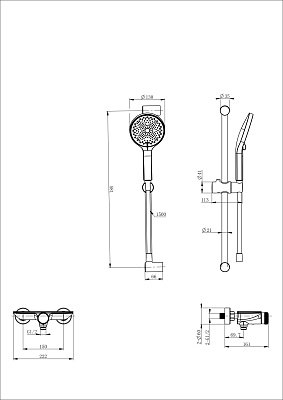 Смеситель для душа с гарнитуром WONZON & WOGHAND ClickPlate, Хром WW-B2052-A-CR