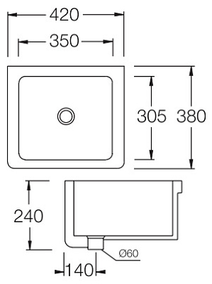 Раковина Hatria Specials  (42 см) хозяйственная