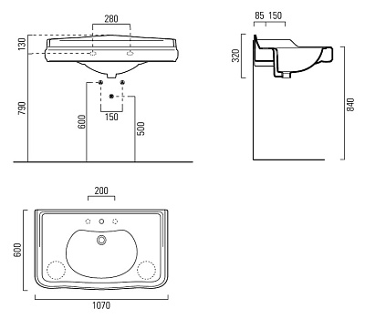 Раковина GSI Old Antea 564611 105 см