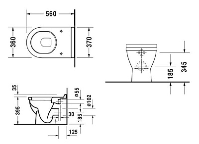Унитаз приставной Duravit Starck 3 0124090000