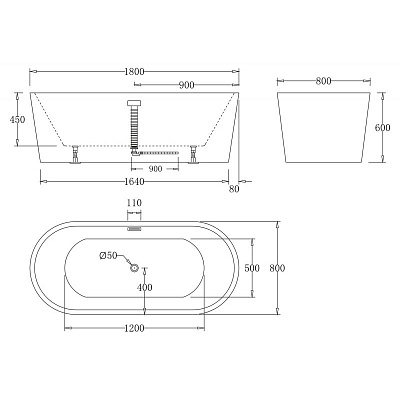 Акриловая ванна BELBAGNO 180x80