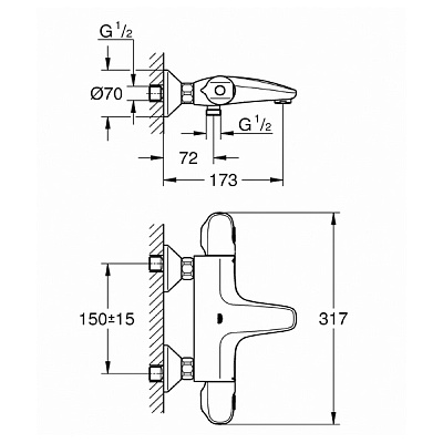 Термостат Grohe Grohtherm 1000 для ванны