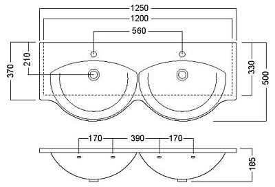 Раковина Hatria Sophie (125 см)