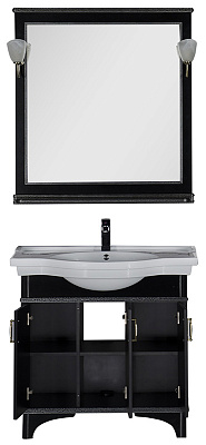 Тумба с раковиной Aquanet Валенса 90 черный краколет/серебро