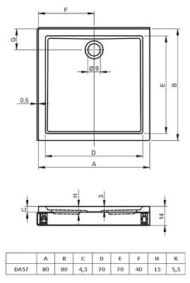 Поддон для душа Riho 249 с панелью и ножками (80 см)