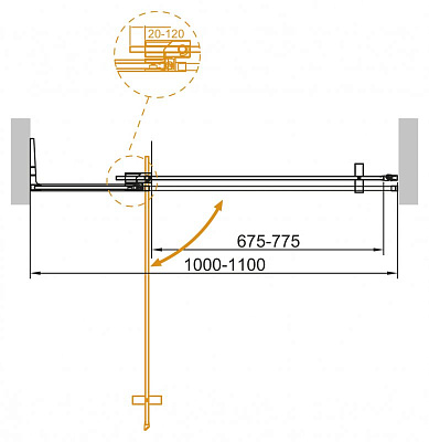 Душевая дверь в нишу Cezares SLIDER-B-1-100/110-C-Cr