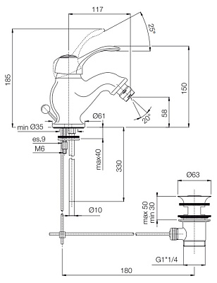 Смеситель Fima Carlo Frattini Lamp F3302BR для биде