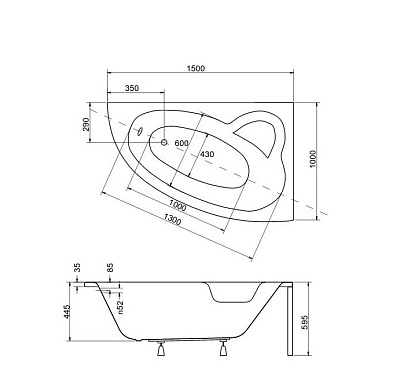 Акриловая ванна BESCO Natalia 150 P