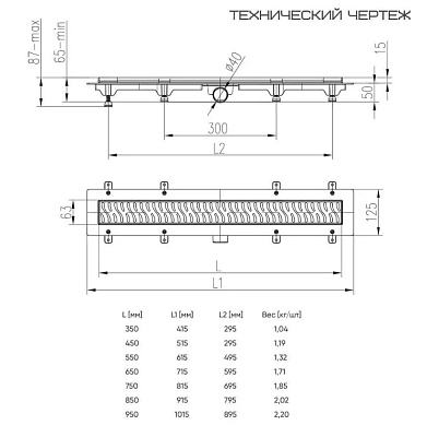 Водоотводящий желоб ALPEN-MCH Klasic/Floor CH550K