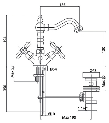 Смеситель Caprigo Bristol 21-026-crm для раковины