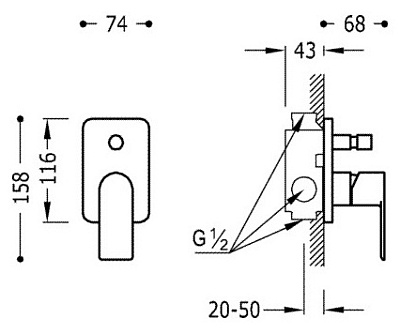 Смеситель Tres Loft-tres 20018001 для душа