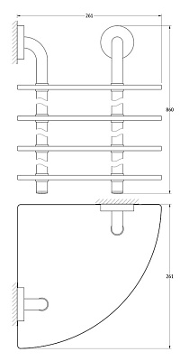 Полка Ellux Elegance ELE 056 4-х ярусная угловая, 26 см