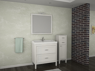 Тумба с раковиной ASB-Mebel Римини 80 белая патина серебро