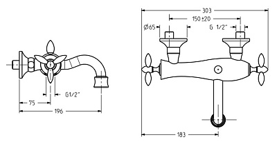 Смеситель Gattoni Timor 18001C0 для ванны с душем