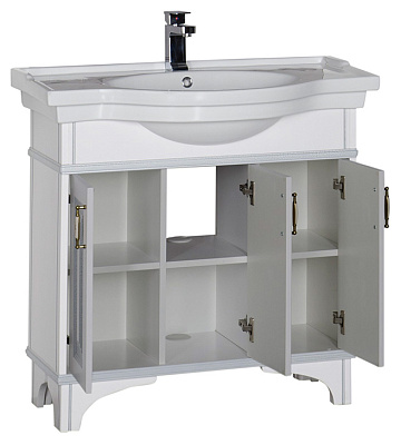 Тумба с раковиной Aquanet Валенса 100 белый краколет/серебро