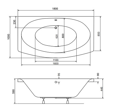 Акриловая ванна BESCO Telimena 180