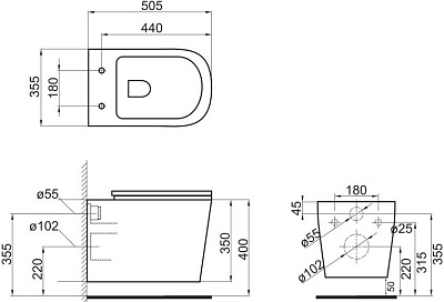 Чаша для унитаза подвесного BelBagno Veneto BB132CHR