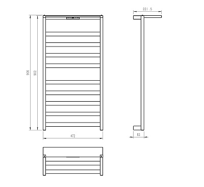 Полотенцесушитель электрический WONZON & WOGHAND FRANKFURT, Черный матовый WW-A1029-MB