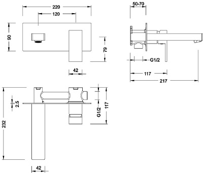 Смеситель для раковины встроенный Timo Selene 2071/00SM хром