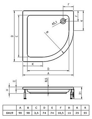 Поддон для душа Riho 210 (90 см)