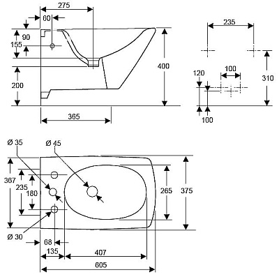 Биде подвесное Jacob Delafon Ove E1586