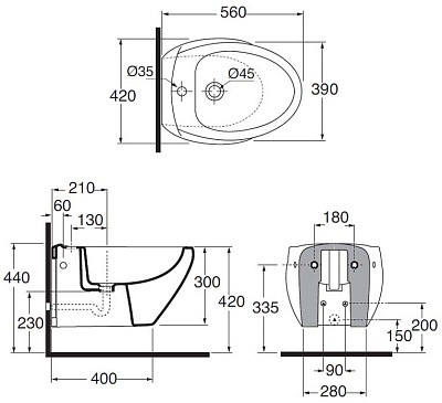 Биде подвесное Azzurra Clas CLA500/SOSP