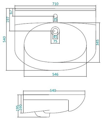 Раковина Santek Лидия 70 WH110210 полувстраиваемая