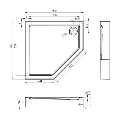 Поддон для душа Lavinia Boho Art 90x90 3708190S с сифоном