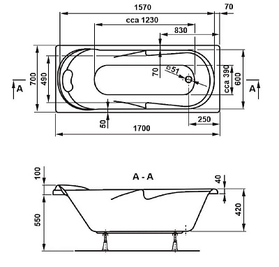 Акриловая ванна VAGNERPLAST Minerva