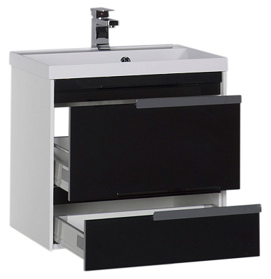Тумба с раковиной Aquanet Тиволи 70 черная