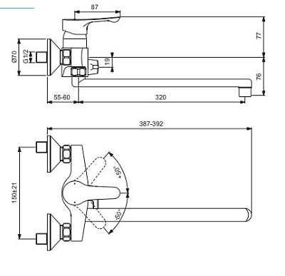 Смеситель Vidima Wave BA417AA для ванны с душем
