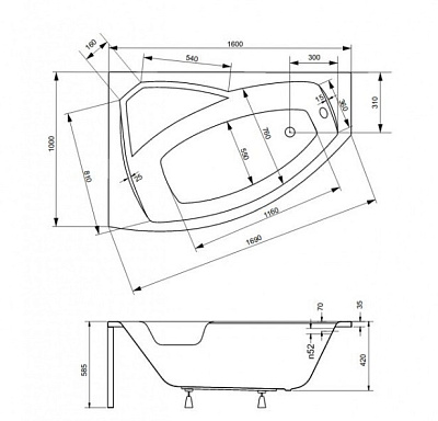 Акриловая ванна BESCO Rima 160 L