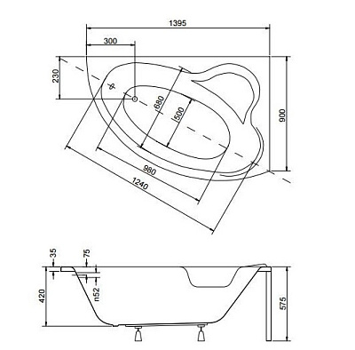 Акриловая ванна BESCO Ada 140 P