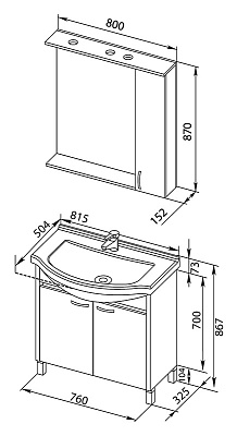 Тумба с раковиной Aquanet Донна 80 светлый дуб