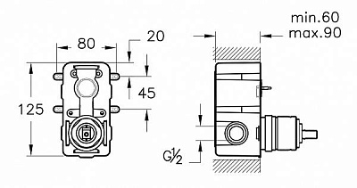 Универсальная внутренняя часть VitrA Memoria A41949 для встраиваемых смесителей