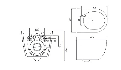 Чаша для унитаза подвесного Cezares Stylus CZR-513-TH-R