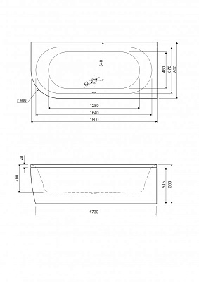 Акриловая ванна CEZARES Metauro Corner 180x80 R