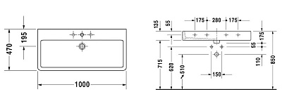 Раковина Duravit Vero 0454100000 (100 см)