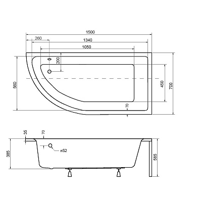 Акриловая ванна BESCO Praktika 150 P